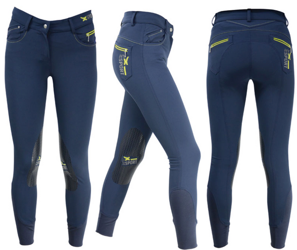 Hy X Sports Breeches NAVY/BRILLIANT BLUE/LIME